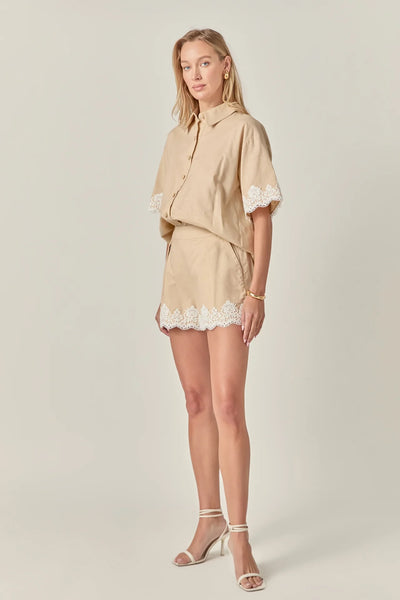 Elosie Shirt Beige White
