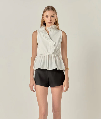 Mixed Ruffled Top White