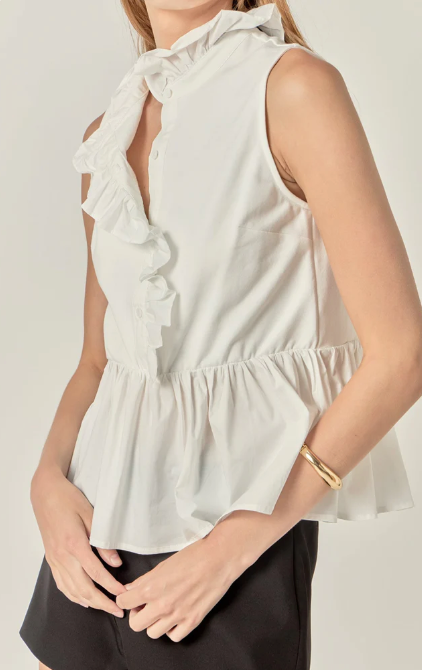 Mixed Ruffled Top White