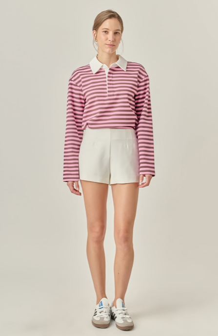 Rugby Polo Shirt Pink Brown