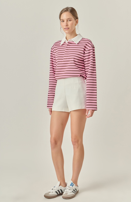 Rugby Polo Shirt Pink Brown