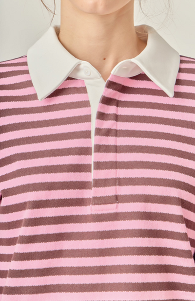 Rugby Polo Shirt Pink Brown