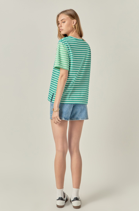 Katy Stripe Top Green