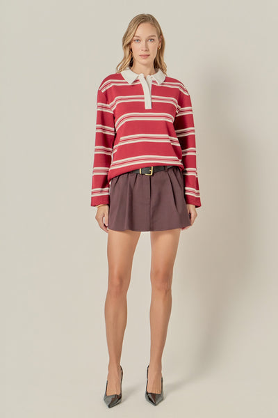 Liz Polo Sweaterv Burgundy Cream