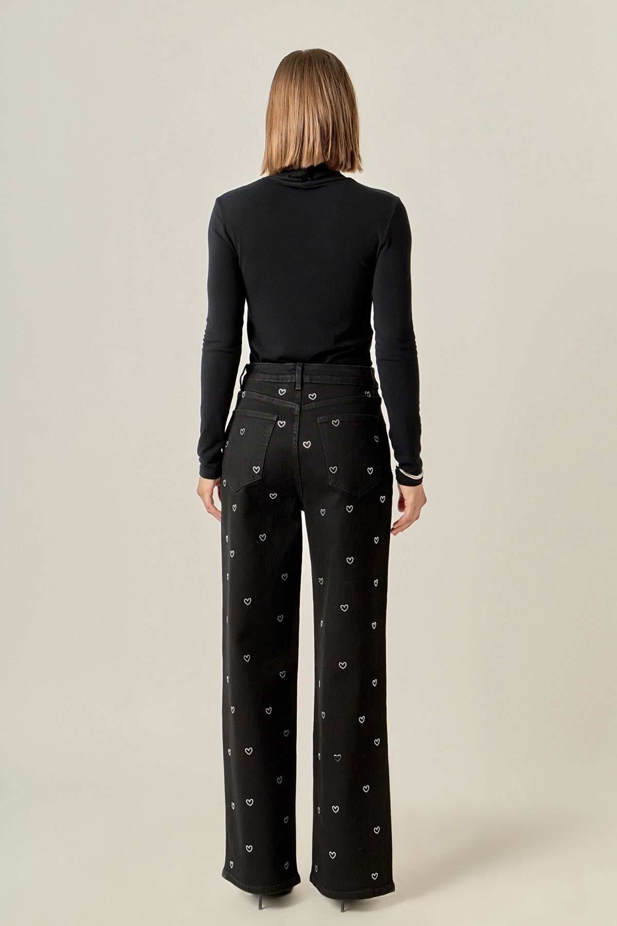 Rhinestone Heart Jean Black