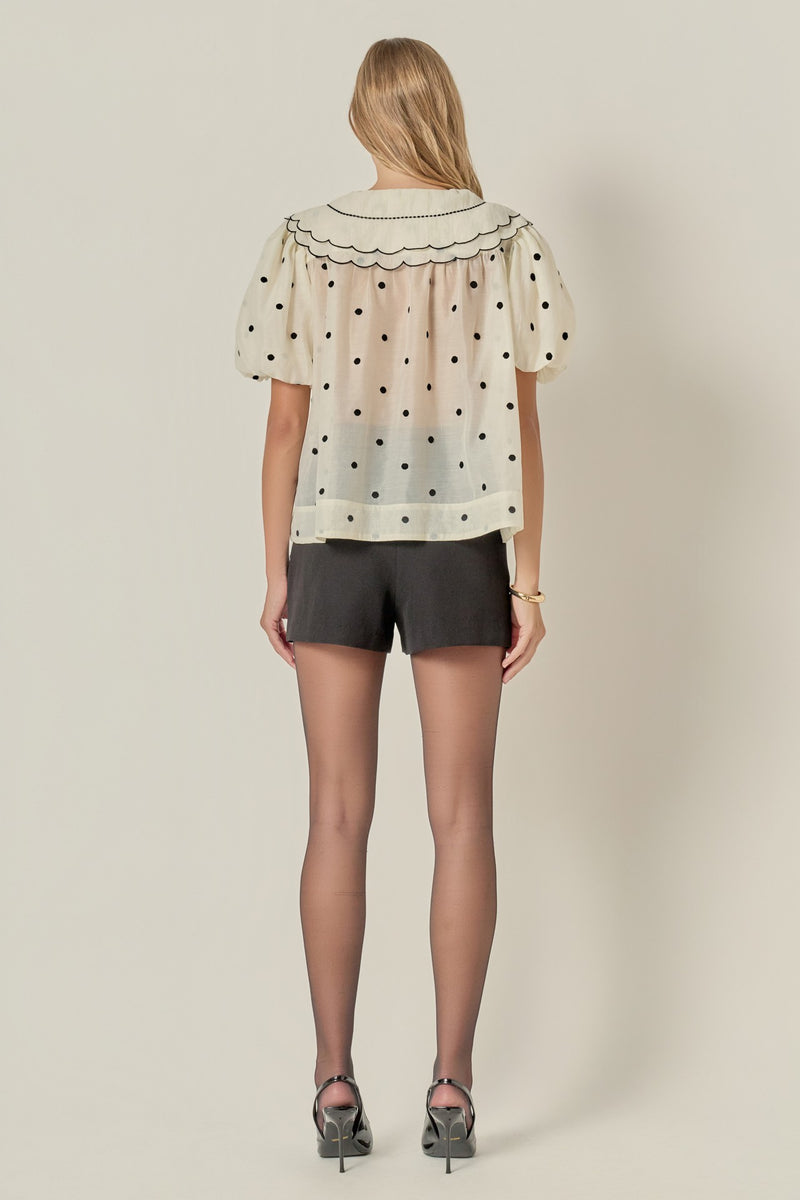 Linda Sheer Polka Dot Blouse Cream