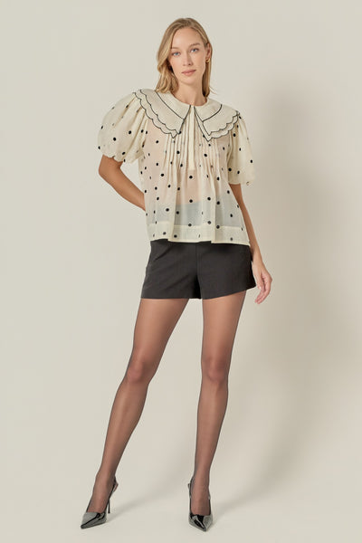Linda Sheer Polka Dot Blouse Cream