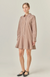 Stripe Collar Flared Skirt Dress Brown