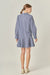 Stripe Collar Flared Skirt Dress Navy