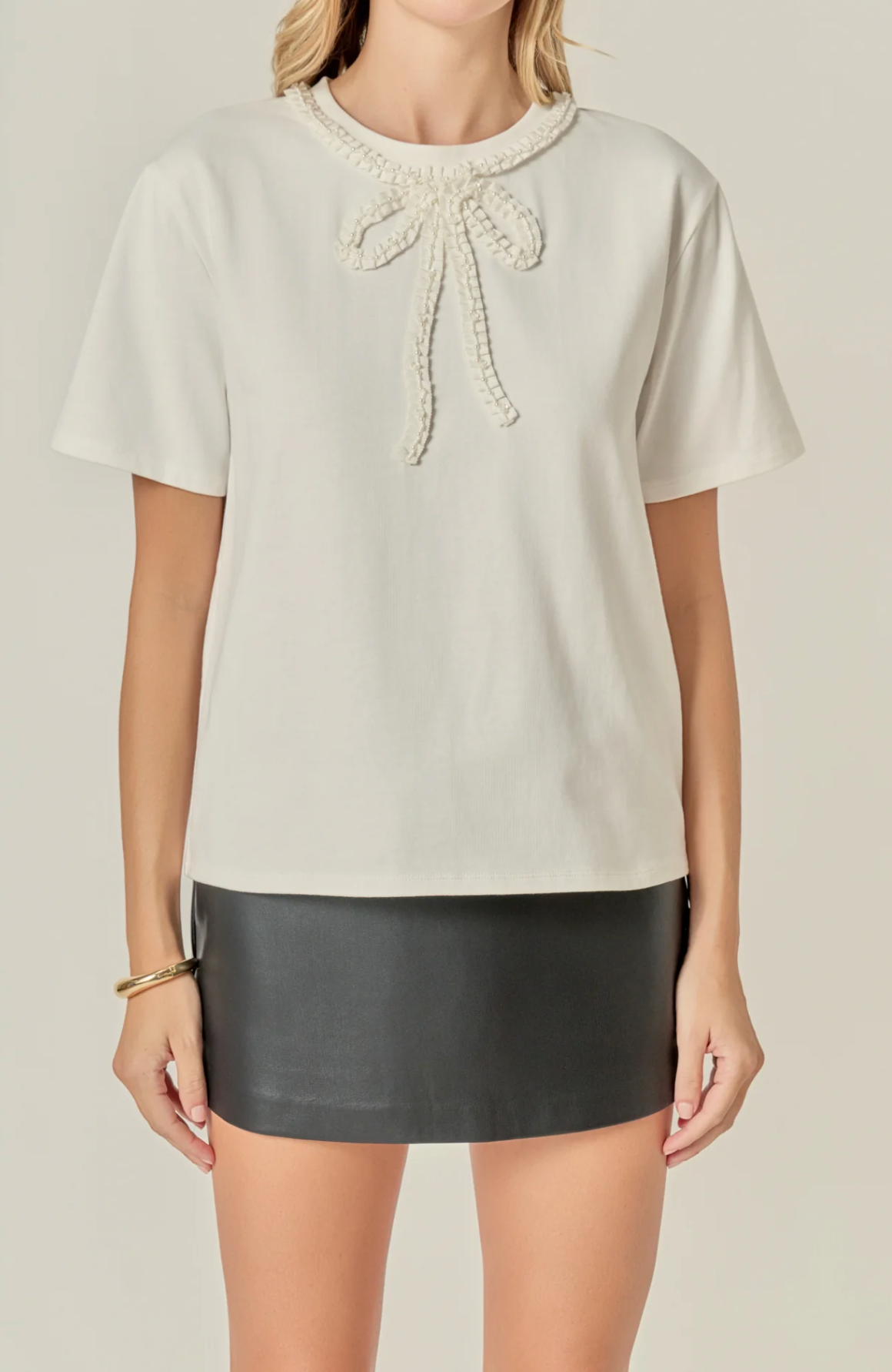 Pearl Embellished Bow TShirt