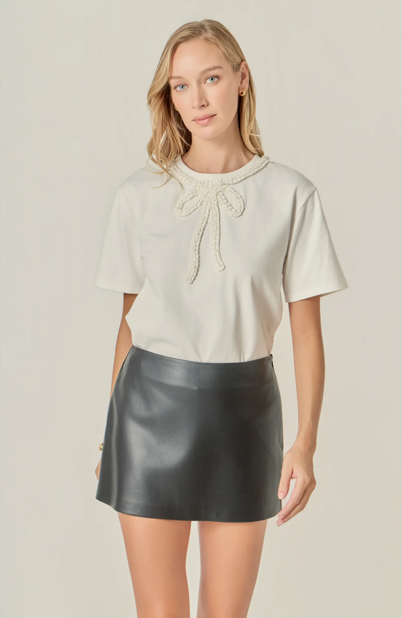 Pearl Embellished Bow TShirt