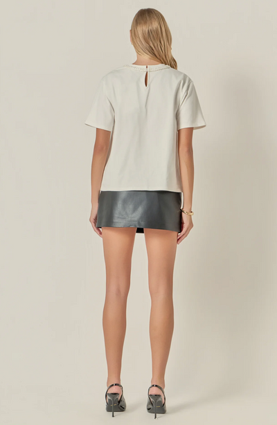 Pearl Embellished Bow TShirt