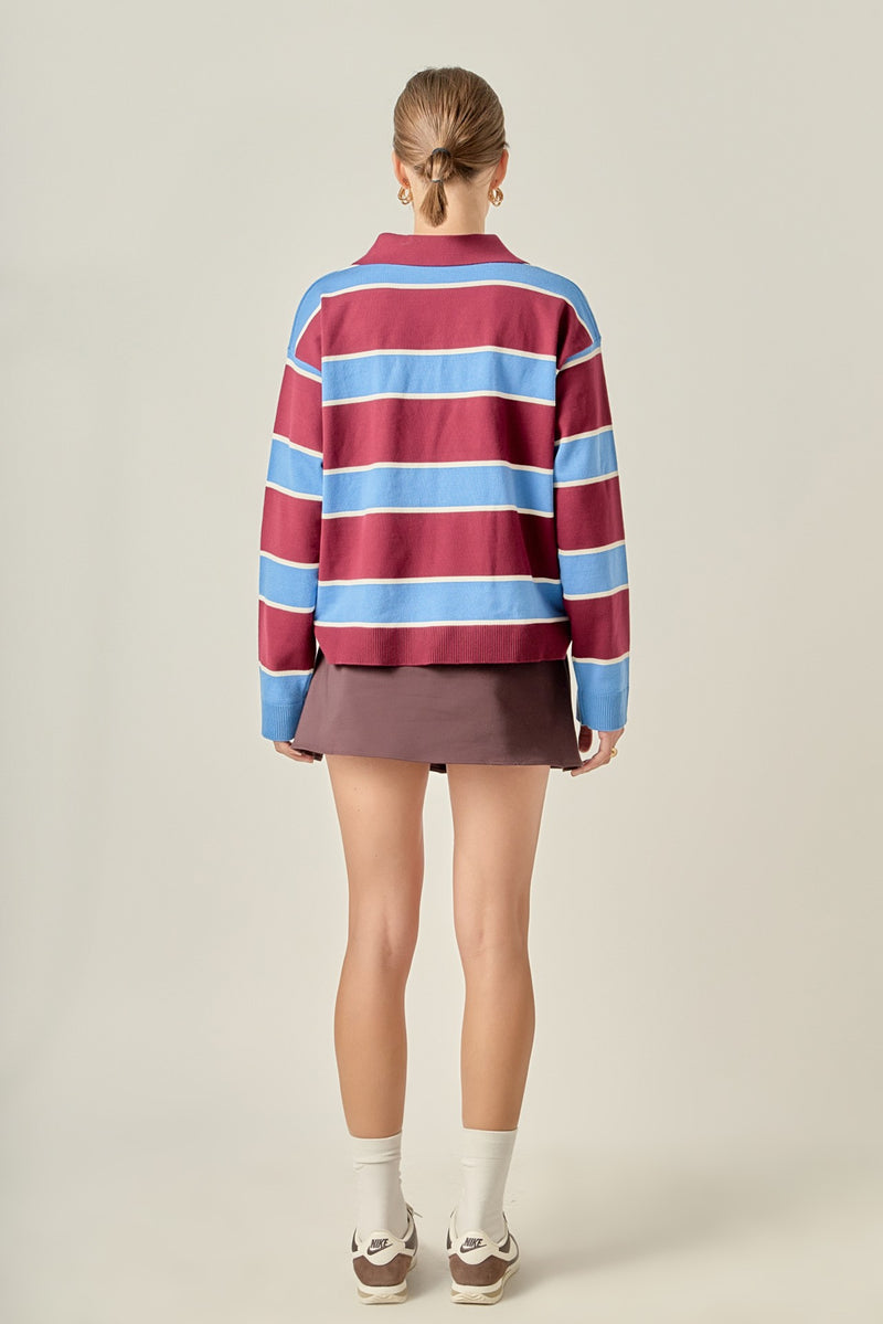 Ale Polo Sweater Blue Burgundy