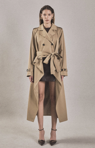 High Low Hem Trench Coat Beige