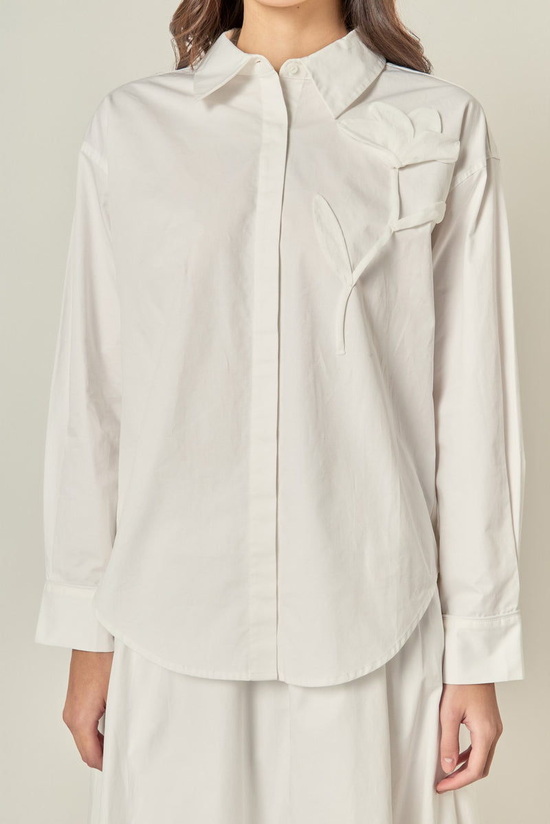 Appliqued Accent Shirt White