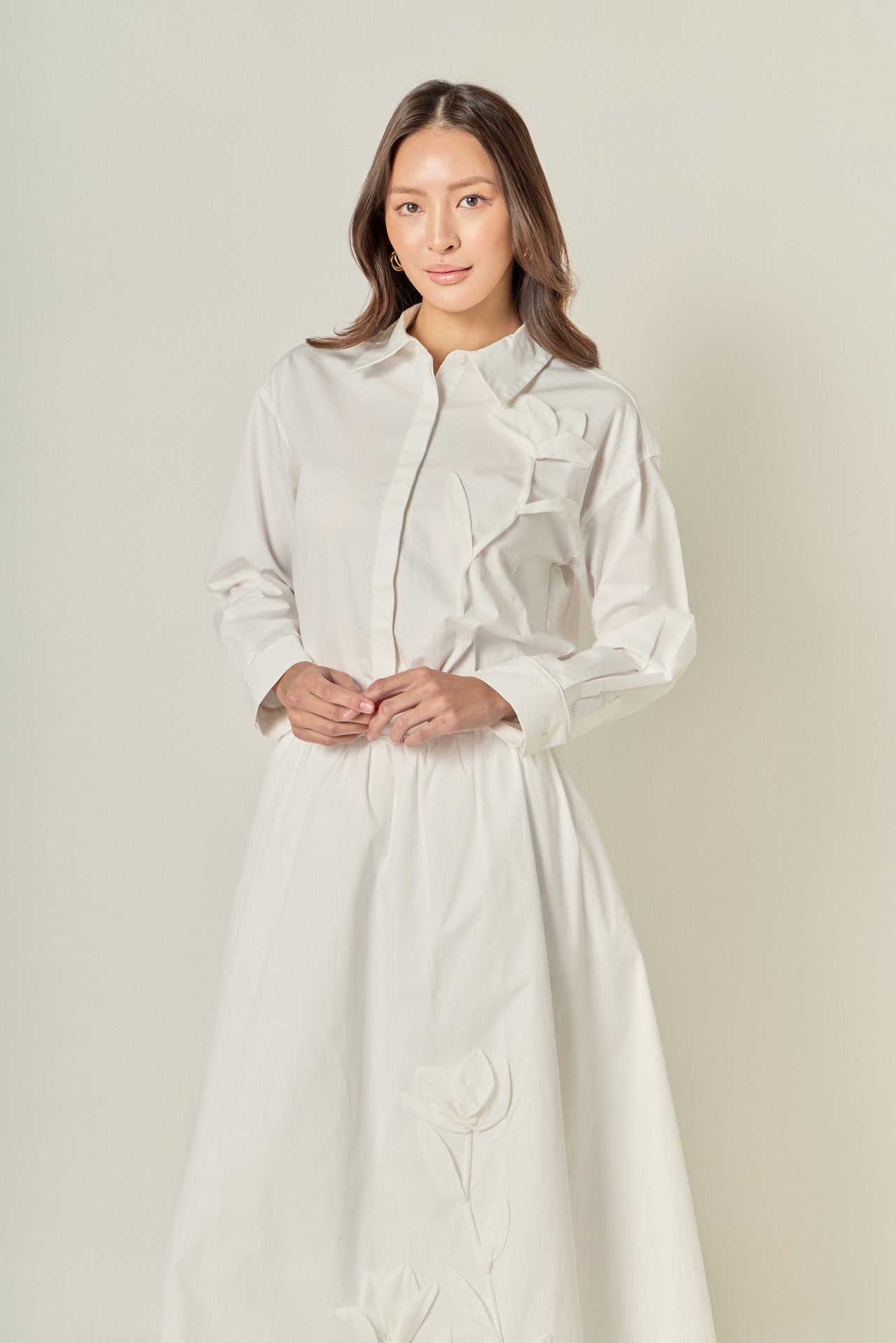 Appliqued Accent Shirt White