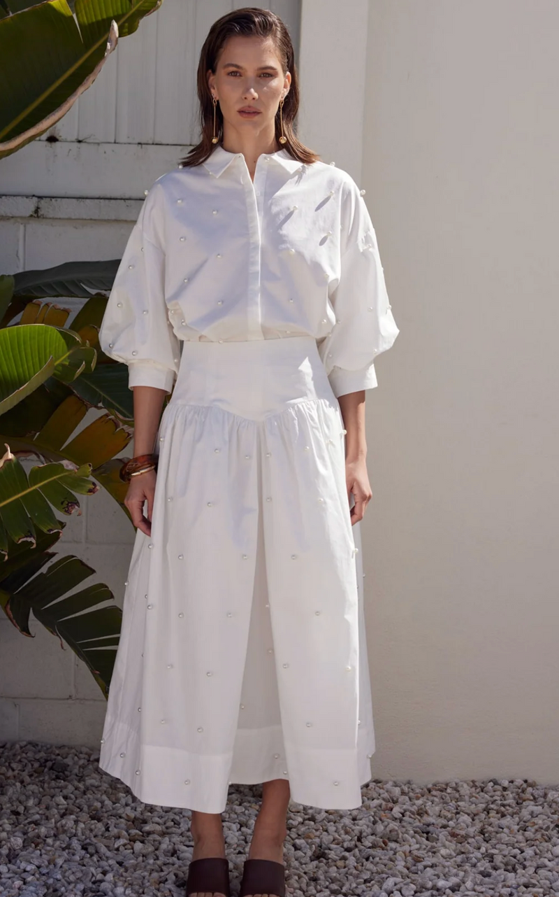 Antonia Sleeve Blouse With Pearl