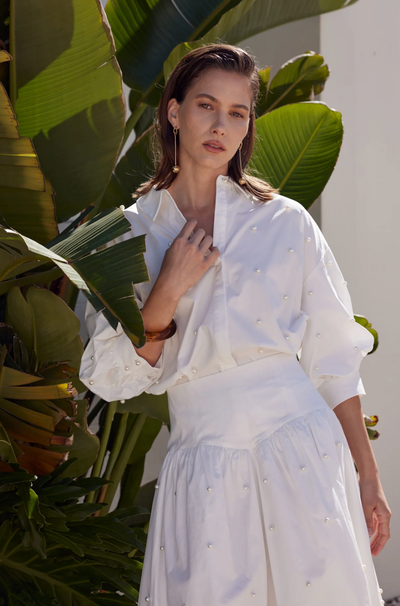 Antonia Sleeve Blouse With Pearl