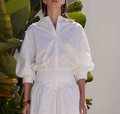 Antonia Sleeve Blouse With Pearl