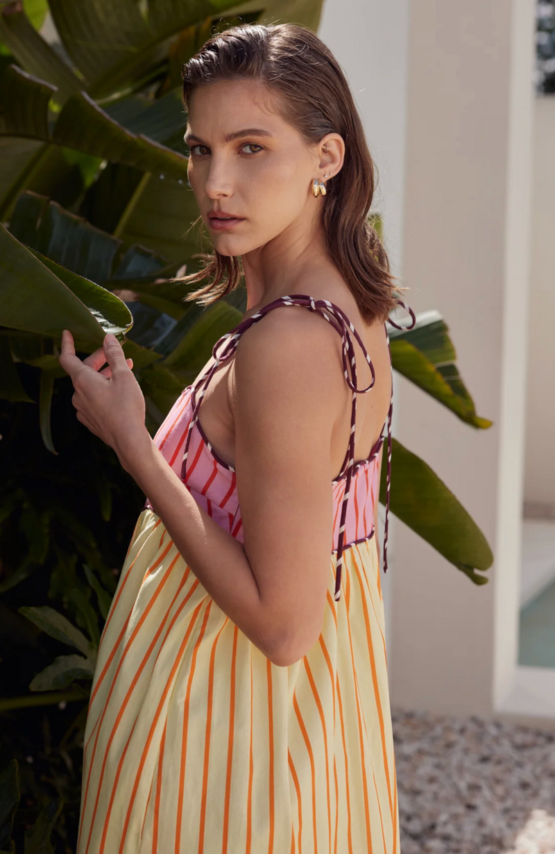 Everly Stripe Sleeveless Midi Dress