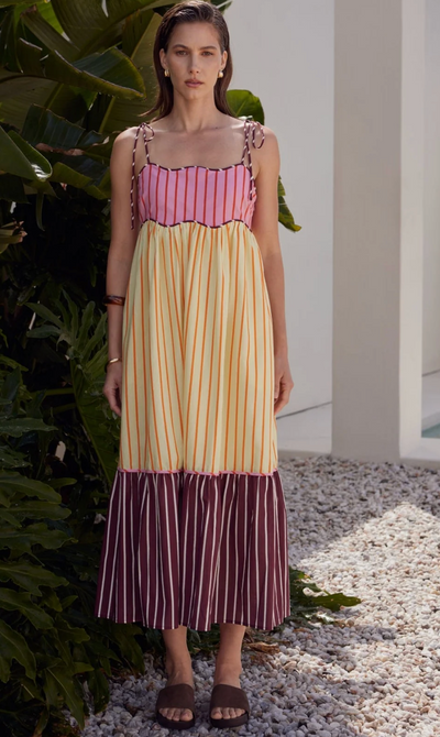 Everly Stripe Sleeveless Midi Dress