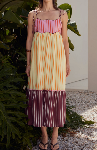Everly Stripe Sleeveless Midi Dress