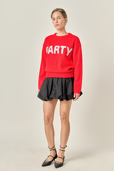 Glitter Lettering Sweater Red