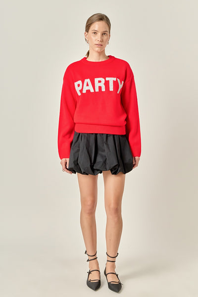 Glitter Lettering Sweater Red