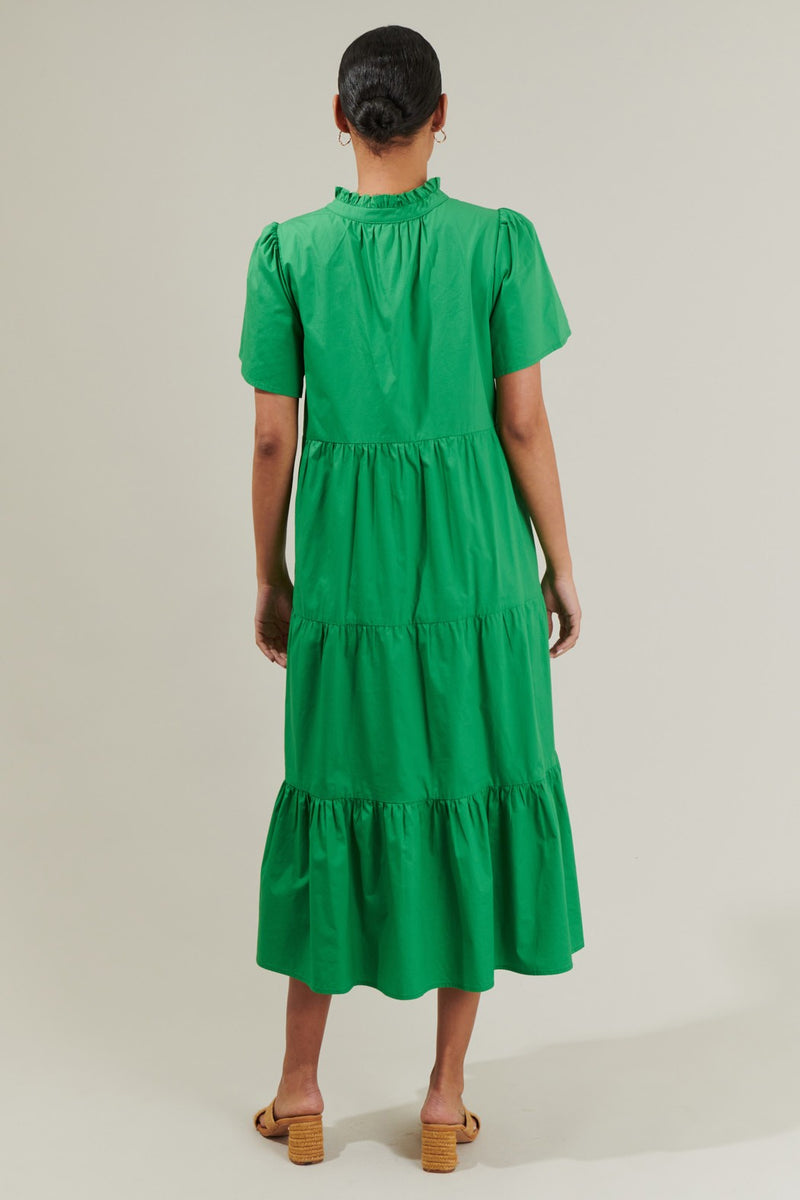 Amayah Tiered Midi Dress Green