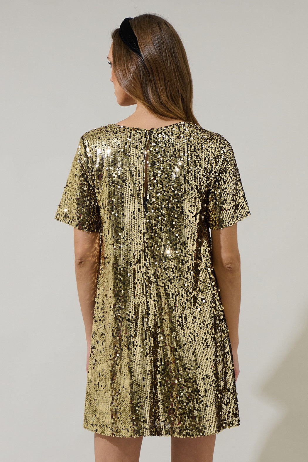 Ginevra Sequin Trapeze Mini Dress Gold