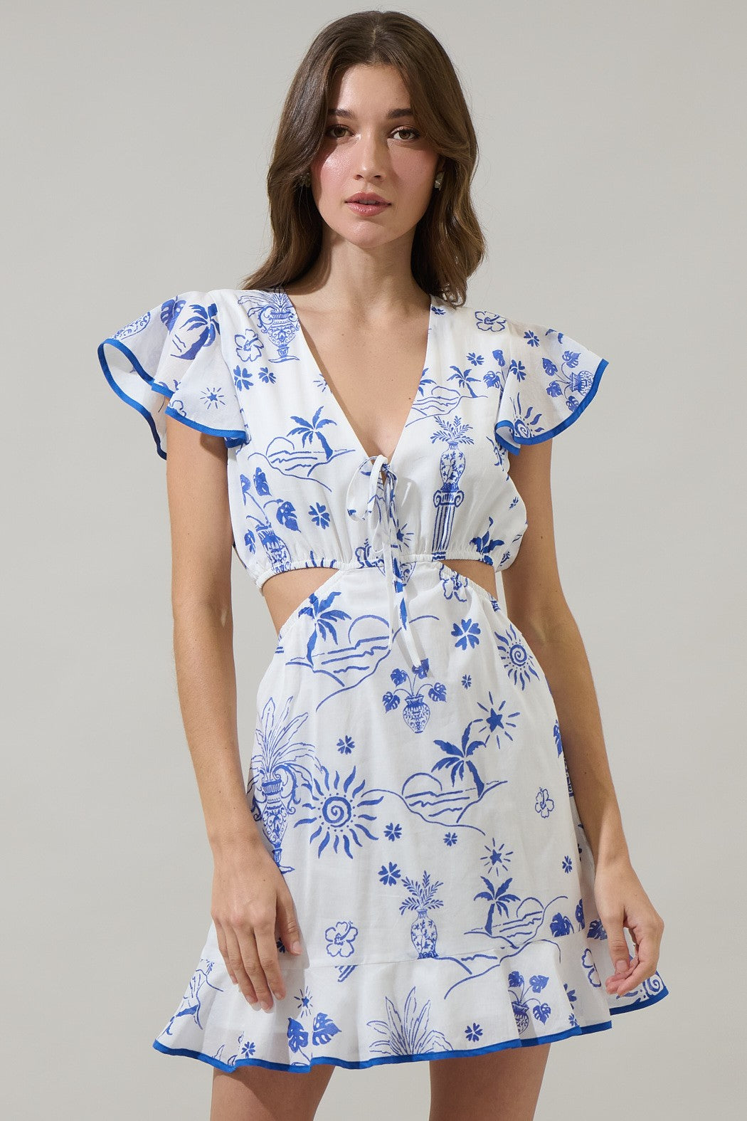 Alvina Tropics Mini Dress Blue White