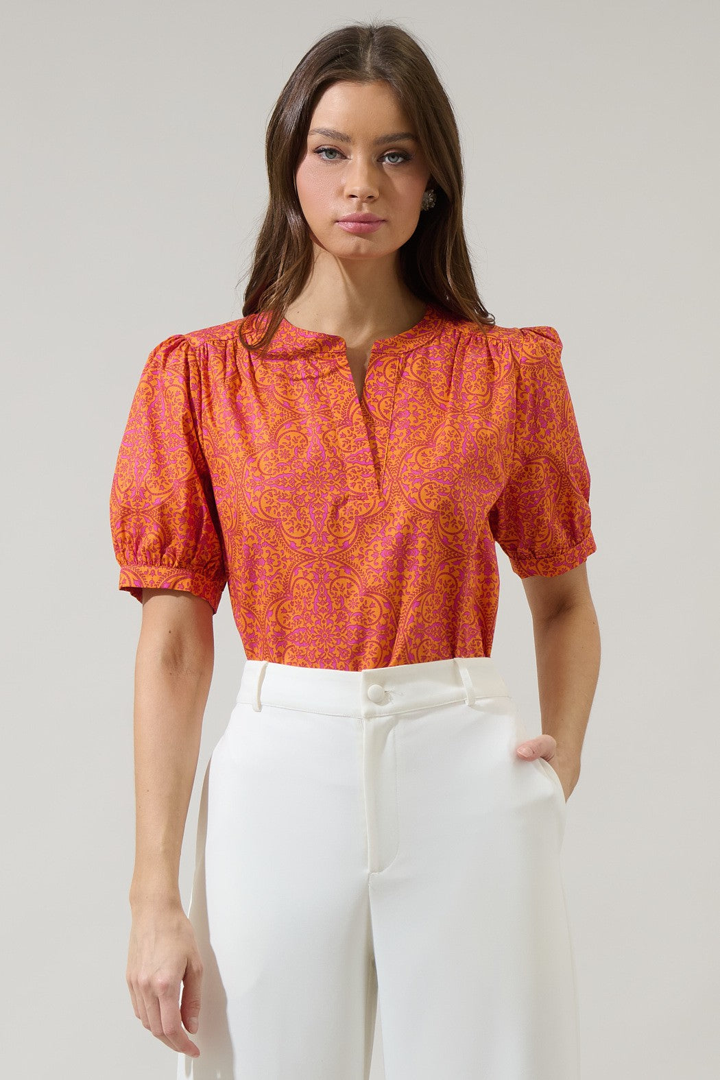 DeBary Daphne Floral Top Orange