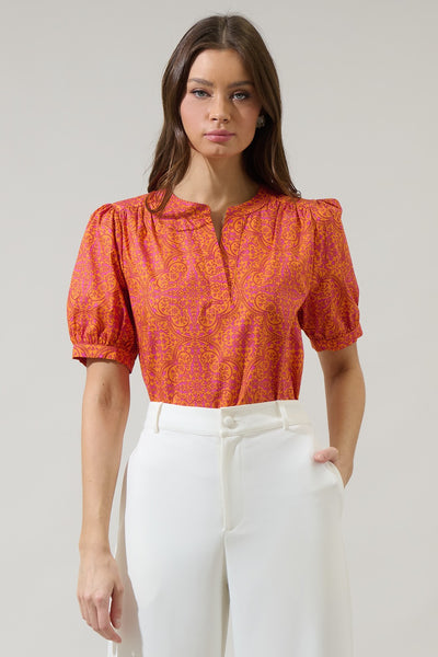 DeBary Daphne Floral Top Orange