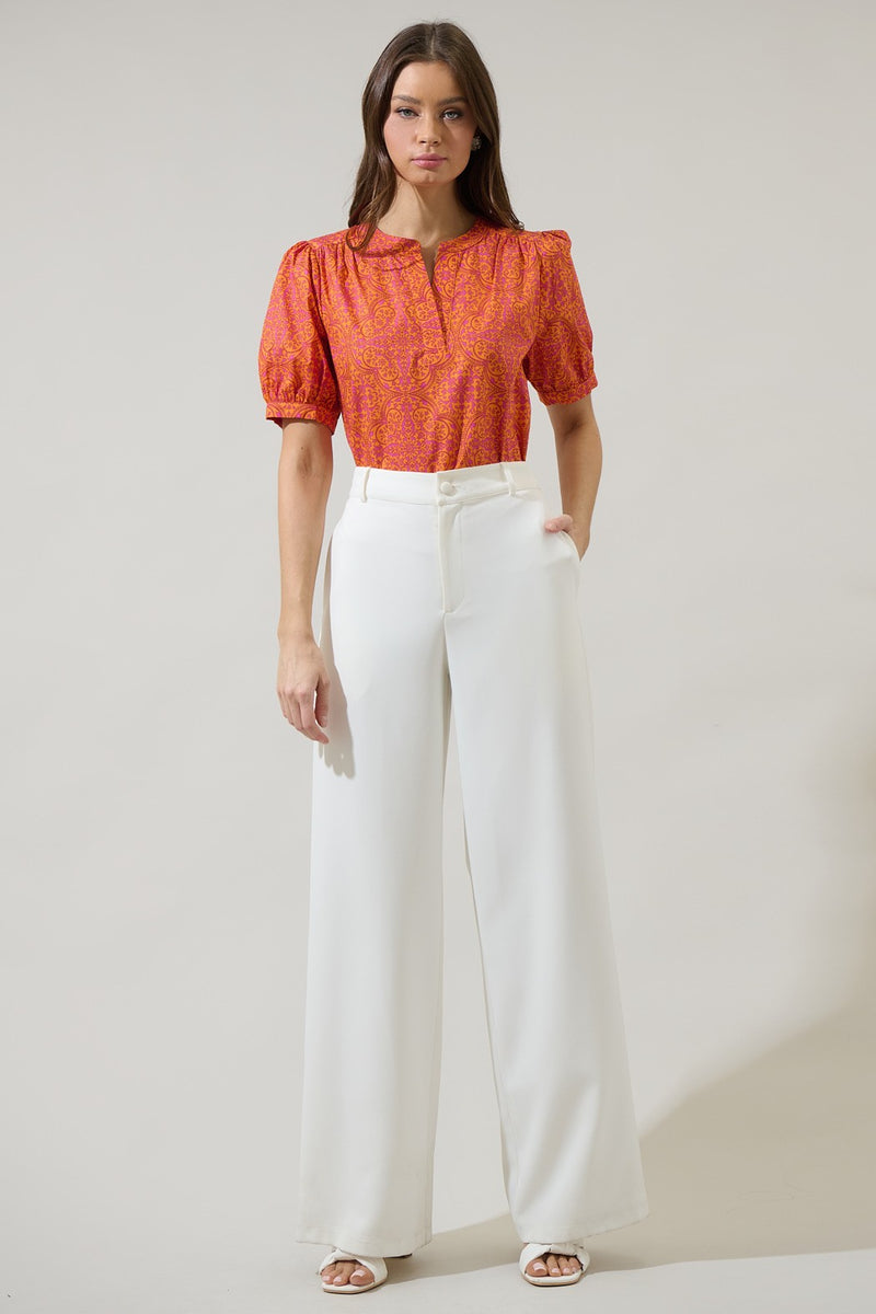 DeBary Daphne Floral Top Orange