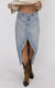 The Range Distressed Midi Skirt Denim