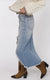 The Range Distressed Midi Skirt Denim