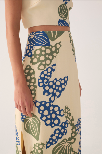 Begonia Print Linen Cropped Skirt
