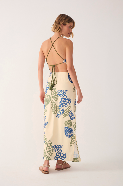 Begonia Print Linen Cropped Skirt