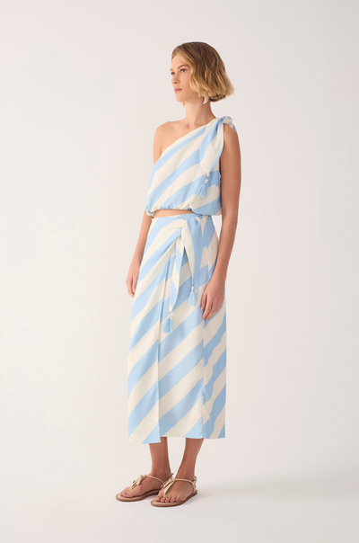 Corcega Print Linen Midi Skirt