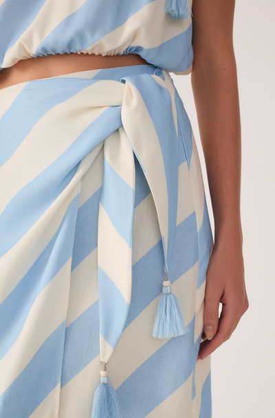 Corcega Print Linen Midi Skirt