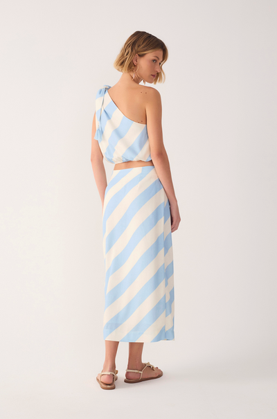 Corcega Print Linen Midi Skirt