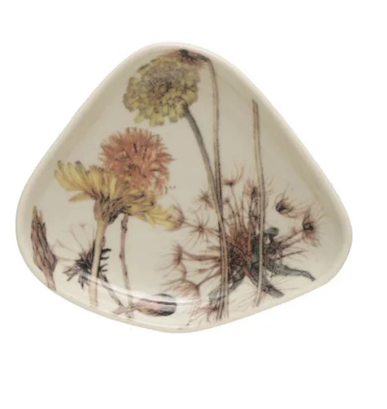 Stoneware Dish w Floral 1