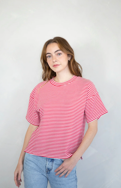 Emerson Striped Tee Ivory Pink