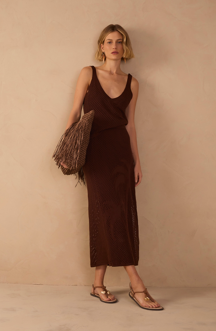 Oasis Knit Skirt Brown