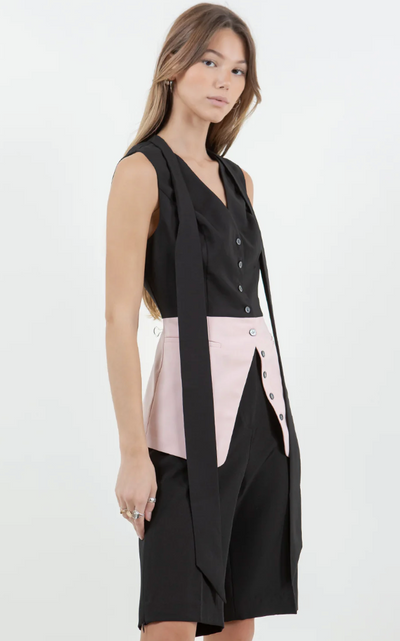 Button Down Top w Removeable Tie