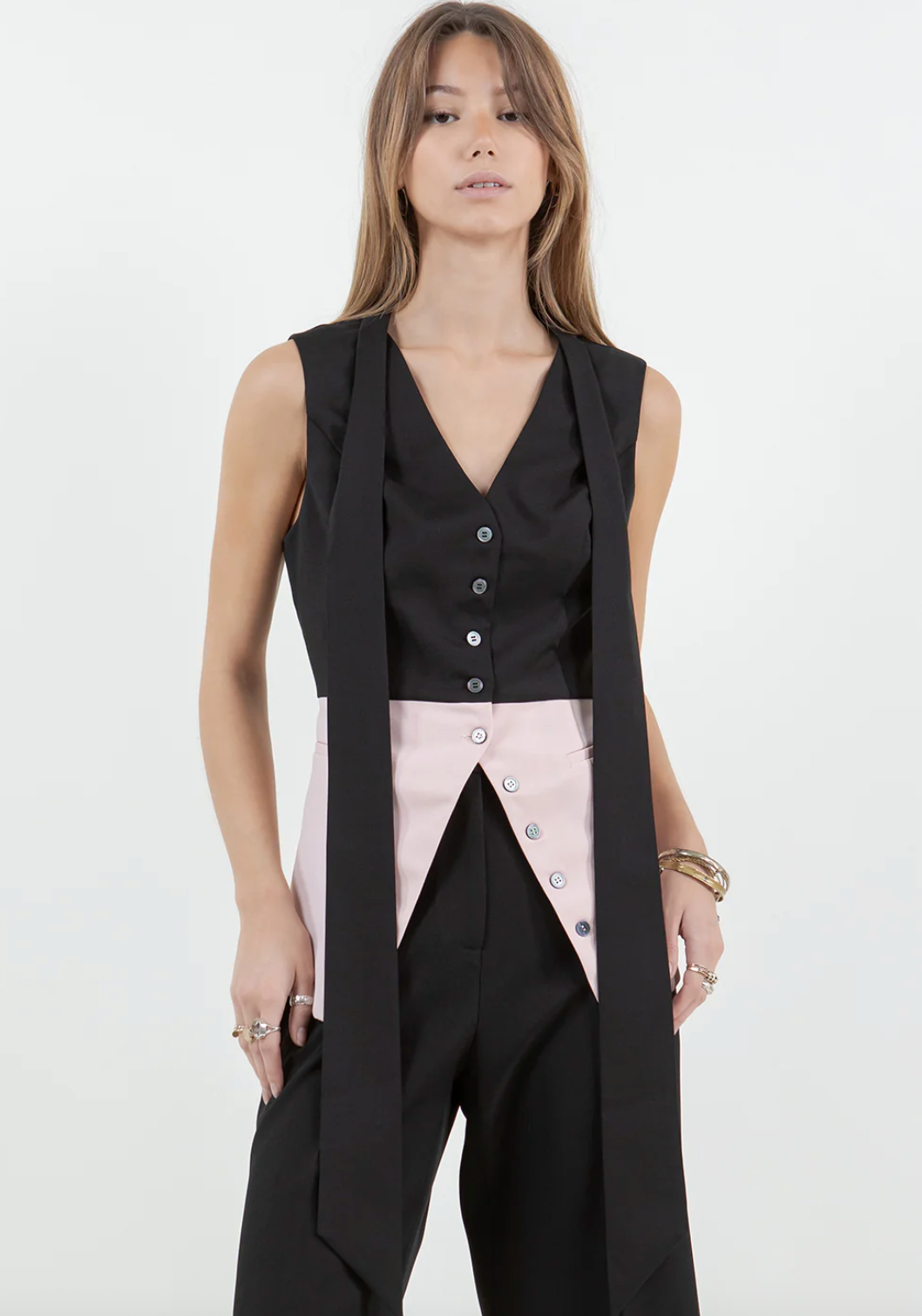 Button Down Top w Removeable Tie