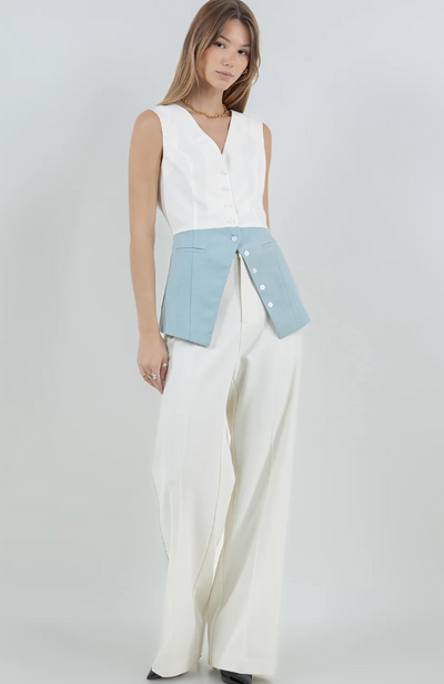 Button Down Top w Removeable Tie