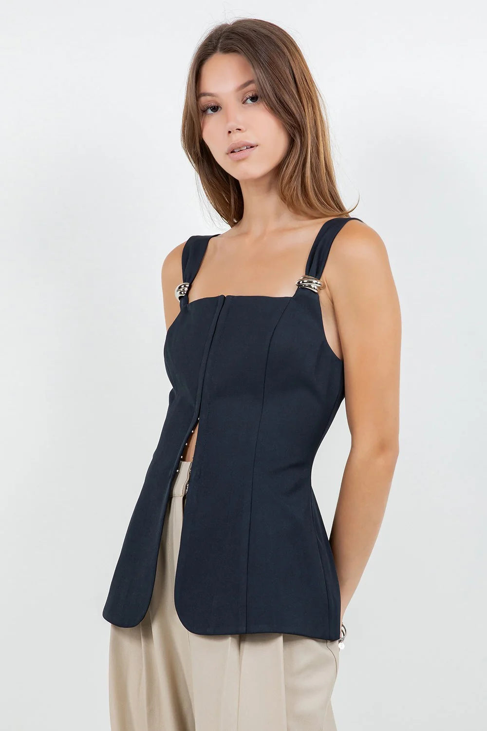 Corset Metal Trim Navy