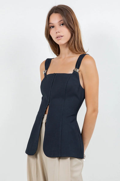 Corset Navy Metal Trim