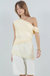 Asymmetrical One Shoulder Satin Lemon
